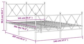 ΠΛΑΙΣΙΟ ΚΡΕΒΑΤΙΟΥ ΜΕ ΚΕΦΑΛΑΡΙ&amp;ΠΟΔΑΡΙΚΟ ΜΑΥΡΟ 140X200ΕΚ. ΜΕΤΑΛΛΟ 376521