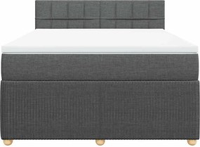 vidaXL Κρεβάτι Boxspring με Στρώμα Σκούρο Γκρι 140x200 εκ Υφασμάτινο