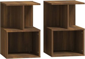 vidaXL Κομοδίνα 2 Τεμ. Καφέ Δρυς 35x35x55 εκ. από Επεξεργασμένο Ξύλο