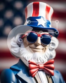 Intra Συλλεκτικό Ξύλινο Παζλ Plywood  4mm - Άγαλμα θείου Σαμ με αμερικανική σημαία Σε Ξύλινο Κουτί - Διαστάσεις: 10x10 cm – 25 κομμάτια