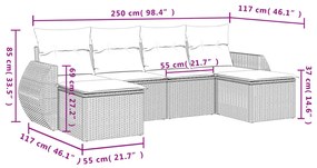 vidaXL Σετ Καναπέ Κήπου 6 τεμ. Μπεζ Συνθετικό Ρατάν με Μαξιλάρια