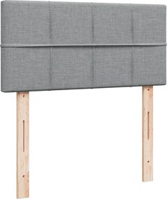vidaXL Κρεβάτι Boxspring με Στρώμα Ανοιχτό Γκρι 90x200 εκ. Υφασμάτινο