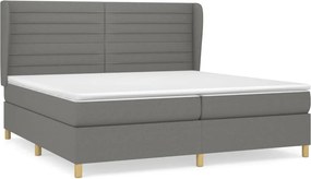 vidaXL Κρεβάτι Boxspring με Στρώμα Σκούρο Γκρι 200x200 εκ. Υφασμάτινο