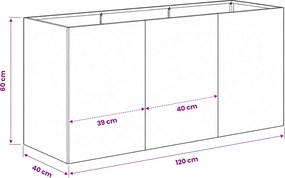 vidaXL Γλάστρα Κήπου Ασημί 120 x 40 x 60 εκ Γαλβανισμένος Χάλυβας