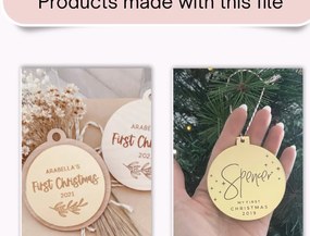 Σετ των 3 Intra απο ξύλο plywood 3mm-4mm πάχος Χριστουγεννιάτικη δέσμη με 8 στολίδια στολίδια Δίασταση 8x8 cm INTRAFABR-106459302