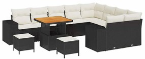 vidaXL Σετ Καναπέ Κήπου Ρυθμιζόμενο ύψος 12 pcs Μαύρο συνθετικό ρατάν