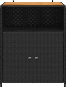 vidaXL Ντουλαπιού Μαύρο 70 x 50 x 87 εκ Πολυεστέρας και Ρόλυ Ράττεν