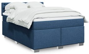 vidaXL Κρεβάτι Boxspring με Στρώμα Μπλε 140x200 εκ. Υφασμάτινο