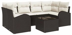 vidaXL Σετ Καναπέ Κήπου με μαξιλάρι 7 pcs Καφέ, Κρέμα 55 x 55 x 37 εκ