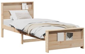 vidaXL Σκελετός Κρεβατιού Καφέ 90 x 190 cm Μασίφ ξύλο πεύκου