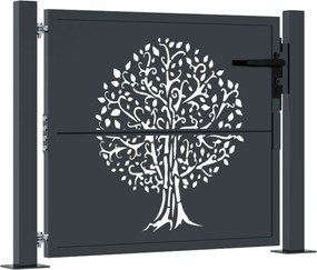 vidaXL Πόρτα Κήπου Ανθρακί 100x75 εκ. Σχέδιο Δέντρου από Ατσάλι