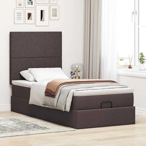 Οθωμανικό κρεβάτι με στρώμα σκούρο καφέ 90x190cm ύφασμα 3313039