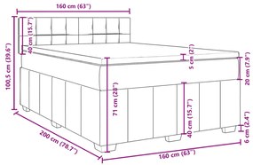 Κρεβάτι Boxspring με Στρώμα Μαύρο 160x200 εκ. Υφασμάτινο - Μαύρο