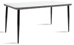 Τραπέζι Naoki μέταλλο μαύρο-pe γκρι-γυαλί 160x90x78εκ Υλικό: METAL-GLASS-PE RATTAN 140-000004