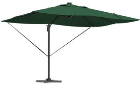 vidaXL Ομπρέλα Ρώμης με LEDs Πράσινη 352x251x265 cm Αλουμίνιο