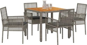 vidaXL Σέτ φαγητού για κήπο 5 pcs Γκρι συνθετικό ρατάν