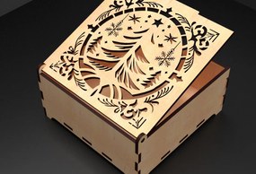 Intra απο ξύλο plywood 3mm-4mm πάχος Χριστουγεννιάτικα στολίδια Κουτί δώρου 04 Δίασταση 5x5 cm INTRAFABR-104951411