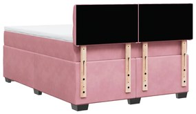 Κρεβάτι Boxspring με Στρώμα Σκούρο Ροζ 140x200 εκ. Βελούδινο - Ροζ