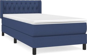 vidaXL Κρεβάτι Boxspring με Στρώμα Μπλε 90x190 εκ.Υφασμάτινο