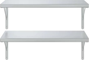 vidaXL Ράφια Τοίχου 2 τεμ. Ασημί 75x40 εκ. Ανοξείδωτο Ατσάλι
