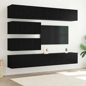 vidaXL Σετ επίπλου τηλεόρασης 10 pcs Μαύρη δρυς 100 x 30 x 30 cm