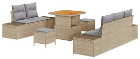 vidaXL Σετ Καναπέ Κήπου με μαξιλάρι 8 pcs Μπεζ Πολυ ράταν