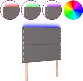 vidaXL Κεφαλάρι Κρεβατιού LED Γκρι 100x5x118/128 εκ