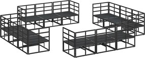 vidaXL Σετ Καναπέ Κήπου 12 pcs Μαύρο Μέταλλο