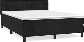 vidaXL Κρεβάτι Boxspring με Στρώμα Μαύρο 140x200 εκ. Βελούδινο
