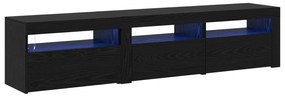 vidaXL Τηλεοπτικές Κάβες 2 τεμ με LED φώτα Μαύρη βελανιδιά Επεξεργασμένο ξύλο
