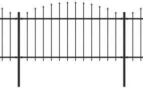 vidaXL Κάγκελα Περίφραξης με Λόγχες Μαύρα (1,25-1,5) x 3,4 μ. Ατσάλινα