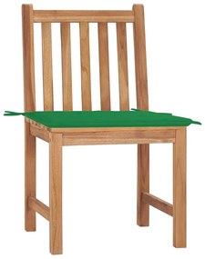 Καρέκλες Κήπου 2 τεμ. από Μασίφ Ξύλο Teak με Μαξιλάρια - Πράσινο