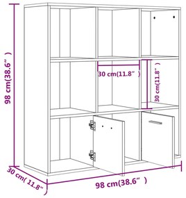 Βιβλιοθήκη Καπνιστή Δρυς 98 x 30 x 98 εκ. - Καφέ