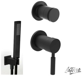 La Torre NEW TECH Black matt 12051SP-400 34374-400 Μίκτης εντοιχισμού+εκτροπέας περιστροφικός 2 εξόδων+Παροχή νερού Τετράγωνη