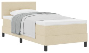 vidaXL Κρεβάτι με Στρώμα Κρεμ 100x200 εκ. Υφάσματος