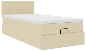 vidaXL Οθωμανικό κρεβάτι με στρώμα Cream 90x190cm ύφασμα