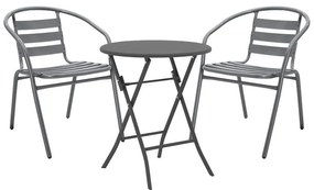 Σετ κήπου Τραπεζαρία Albero-Tade σετ 3 τεμ. πτυσσόμενο μέταλλο ανθρακί Φ60x70 εκ. 60x60x70 εκ.