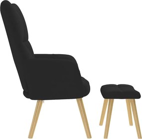 vidaXL Πολυθρόνα Relax Μαύρο Υφασμάτινη με Υποπόδιο