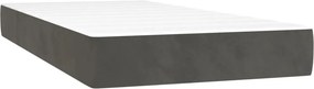 vidaXL Κρεβάτι Boxspring με Στρώμα &amp; LED Σκ. Γκρι 90x190 εκ. Βελούδινο