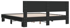 vidaXL Πλαίσιο Κρεβατιού Μαύρο 180 x 200 εκ. Επεξ. Ξύλο & Μέταλλο