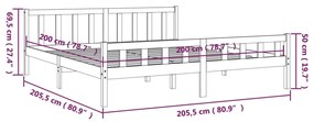 Πλαίσιο Κρεβατιού Καφέ Μελί 200 x 200 εκ. από Μασίφ Ξύλο - Καφέ