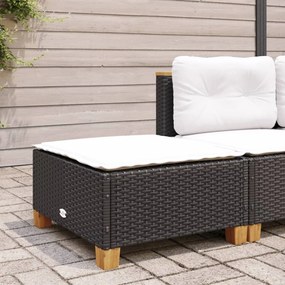 vidaXL Υποπόδιο Κήπου Μαύρο 63,5x56x32 εκ. Συνθετικό Ρατάν με Μαξιλάρι