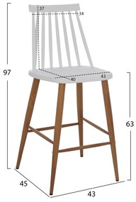 ΣΚΑΜΠΟ ΜΠΑΡ HM9300.01,ΛΕΥΚΟ, ΜΕΣΑΙΟΥ ΥΨΟΥΣ, 43x45x97  εκ. - Πολυπροπυλένιο - HM9300.01