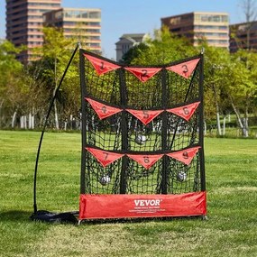 VEVOR 9 Hole Baseball Net, 36&quot;x30&quot; Softball Baseball Training Equipment for Hitting Pitching Practice, Portable Quick Assembly Trainer Aid with Carry Bag, Strike Zone, Ground Stakes, for Youth Adults