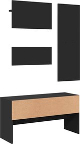 vidaXL Σετ Επίπλων Διαδρόμου 4 Τεμ. Μαύρο από Επεξεργασμένο Ξύλο