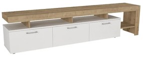 Έπιπλο τηλεόρασης Acnes Megapap χρώμα λευκό - sapphire oak 220x40x52εκ.