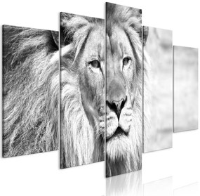 Πίνακας - The King of Beasts (5 Parts) Wide Black and White 200x100