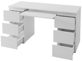 Τραπέζι γραφείου Comfivo 193, Με συρτάρια, Με ράφι πληκτρολογίου, Αριθμός συρταριών: 6, 76x130x51cm, 41 kg, Άσπρο | Epipla1.gr