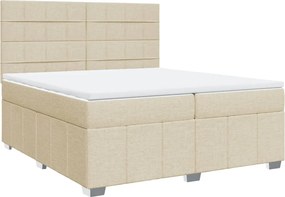 vidaXL Κρεβάτι Boxspring με Στρώμα Κρεμ 200x200 εκ. Υφασμάτινο