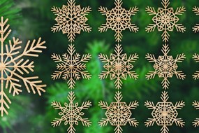 Σετ των 3 Intra απο ξύλο plywood 3mm-4mm πάχος Χριστουγεννιάτικο στολίδι Δέσμη κοπής με λέιζερ Δίασταση 8x8 cm INTRAFABR-77362062